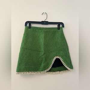 NWT Zara green skirt with chain Sz XS